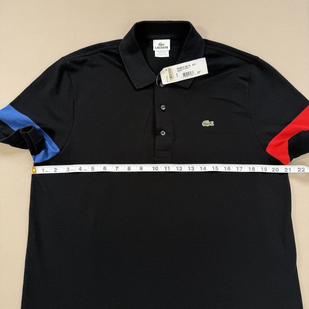 NEW Lacoste Polo Men's LARGE Sz 6 Black 100% Cotton Preppy Athleisure Streetwear - Picture 7 of 9